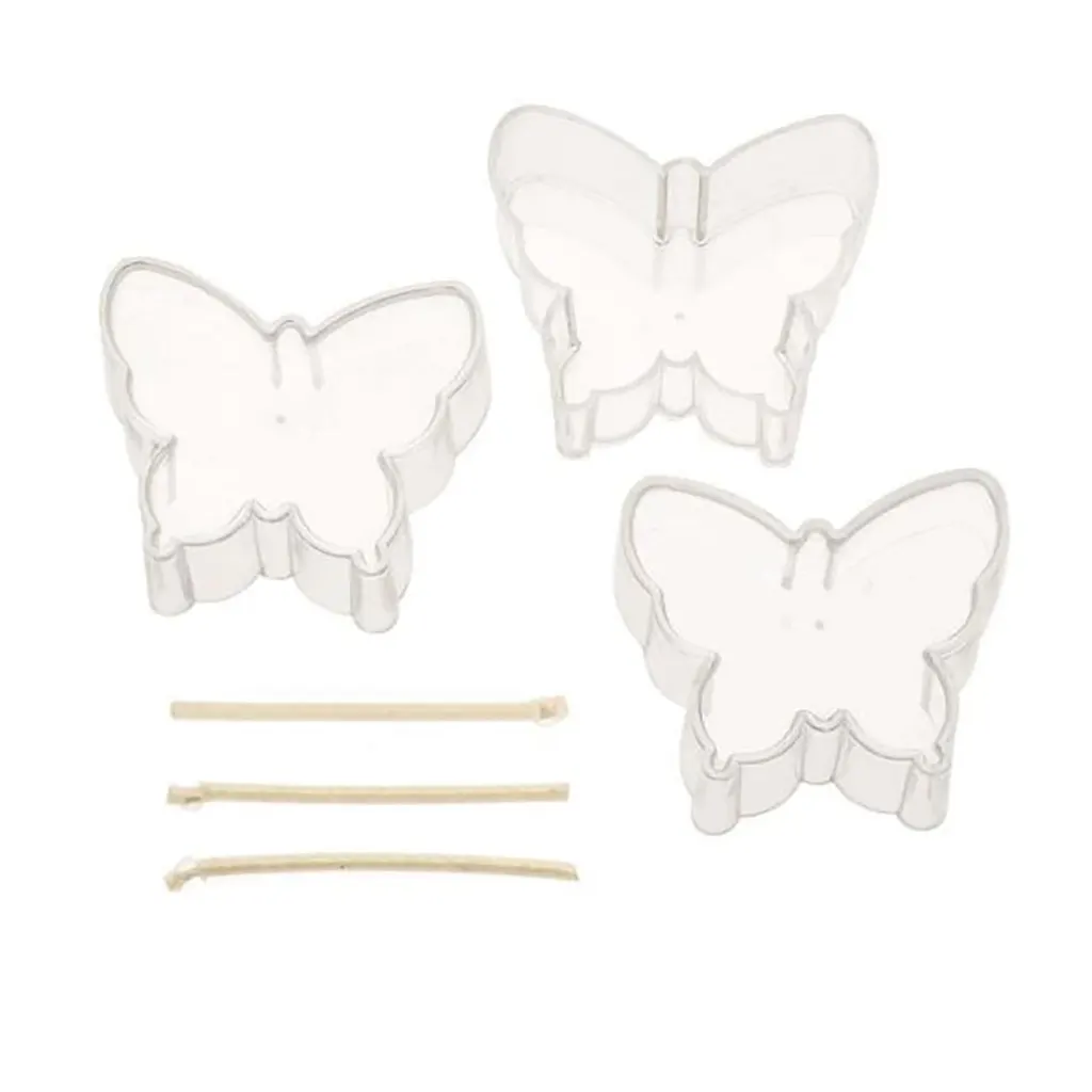 Candle Mould Butterfly 3pcs 50x40x20mm with Wick