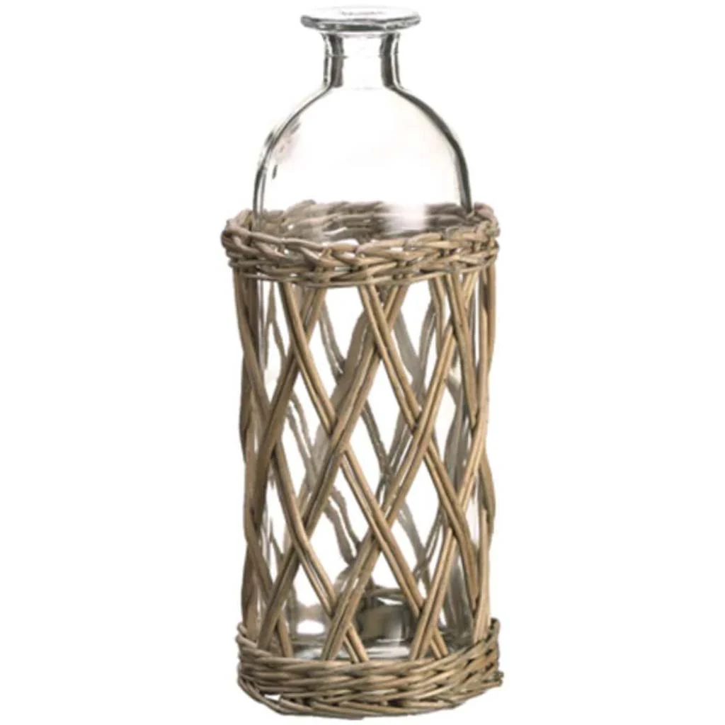 4.3D11"H Willow Basket W/Vase