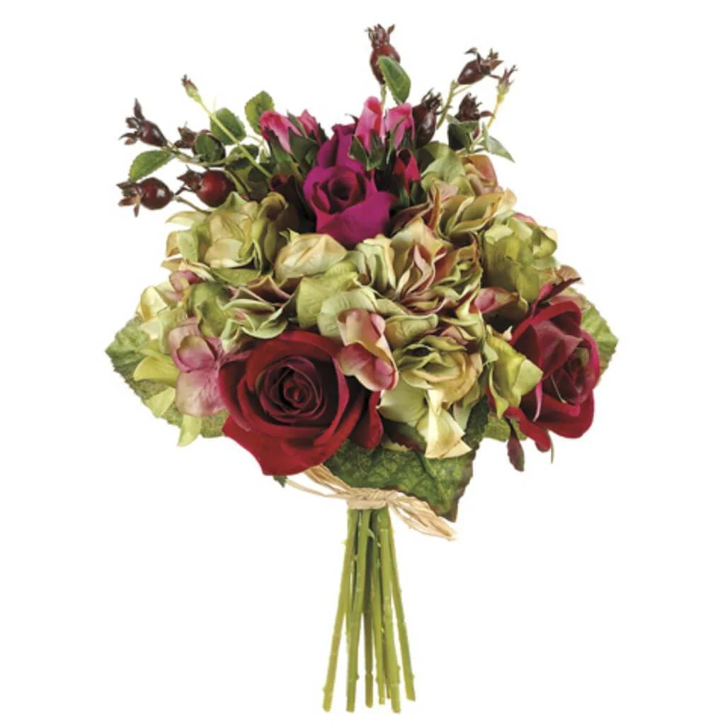 13"Rose/Hydrangea Bqt Pk/Bt