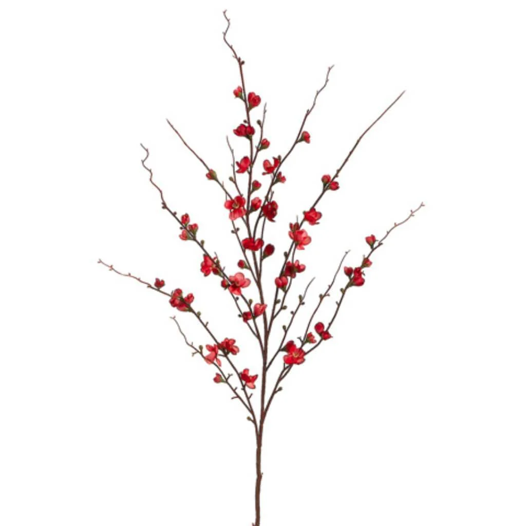 Quince Blossom Spray 45in Red