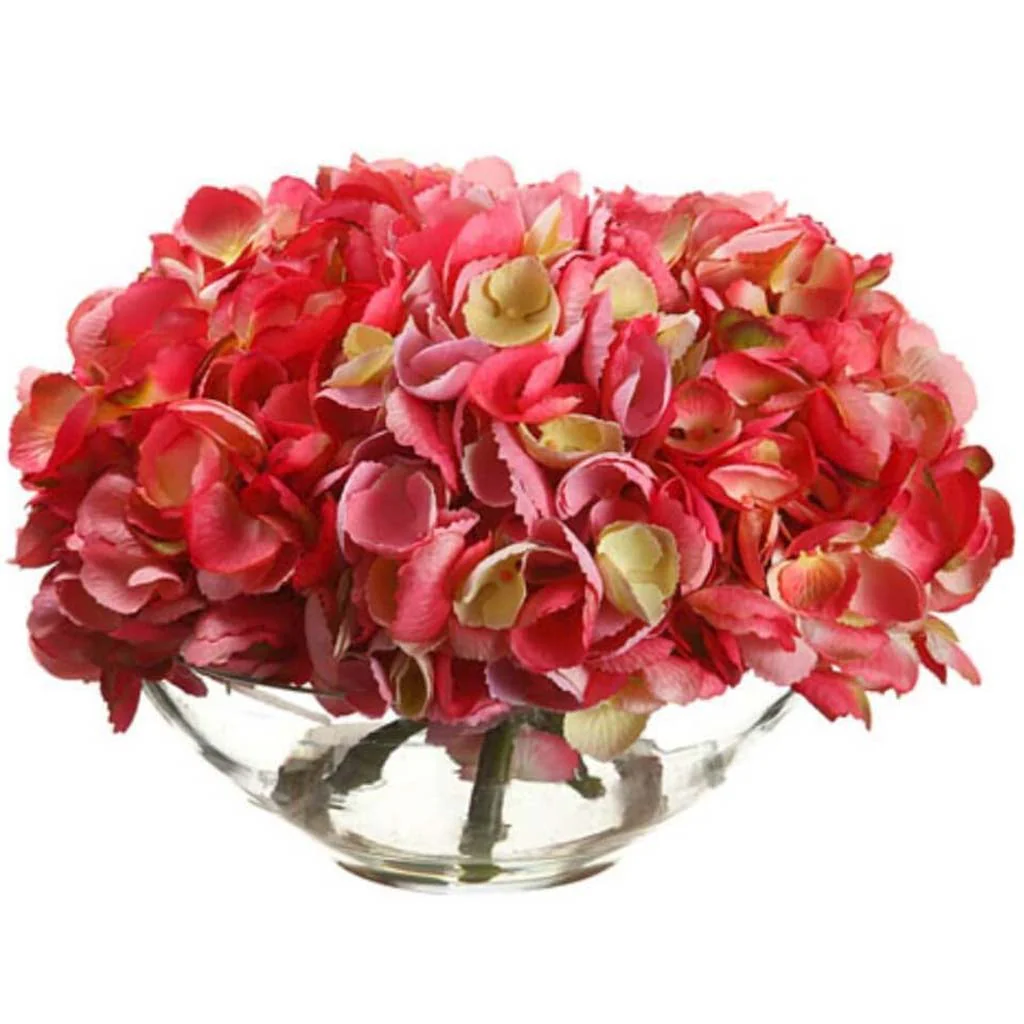 9"Hydrangea In Glass Vase Pktt
