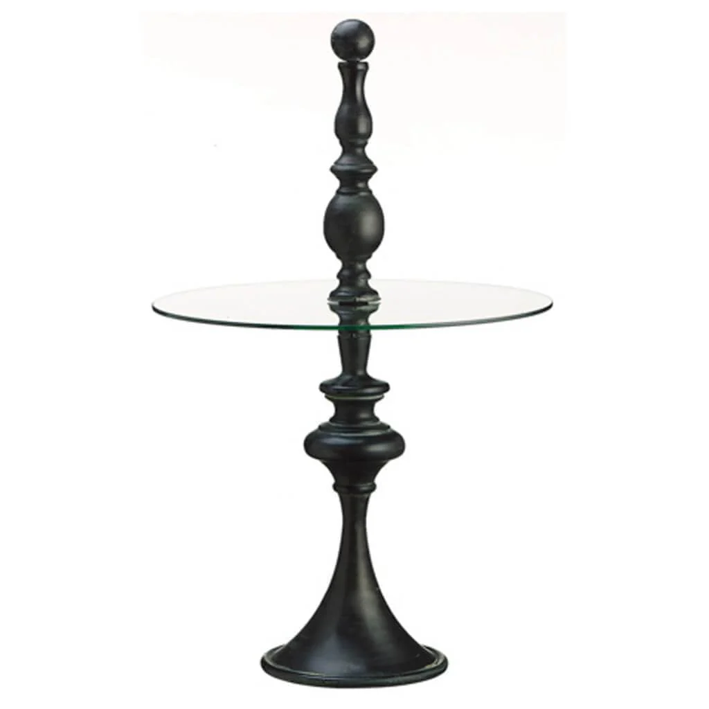 Metal Table with Glass 26.5 x 15in